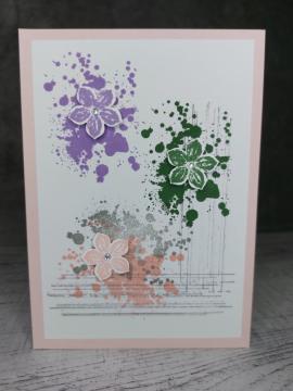 Grußkarte mit Blüten Rosa handgemacht